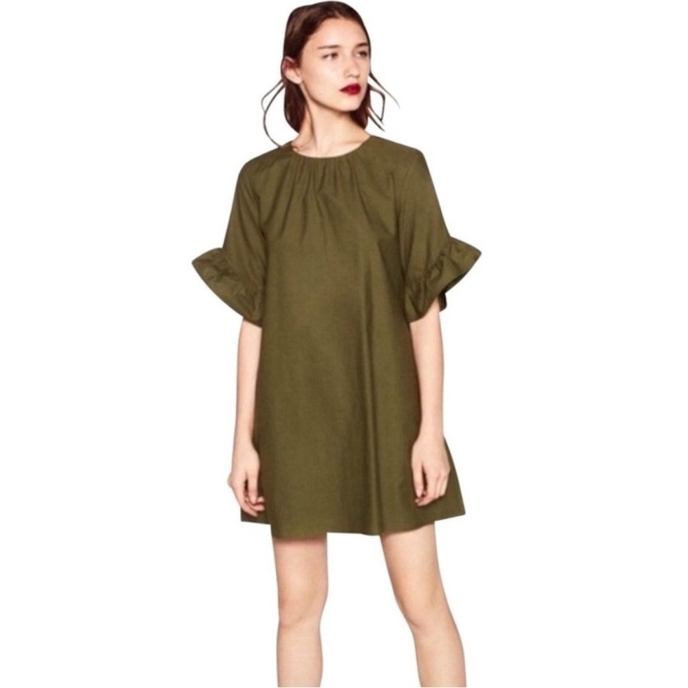 Zara Olive Green Ruffle Sleeve Romper Size Small